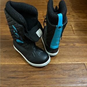 Kids' Black and Blue Quilted Boots